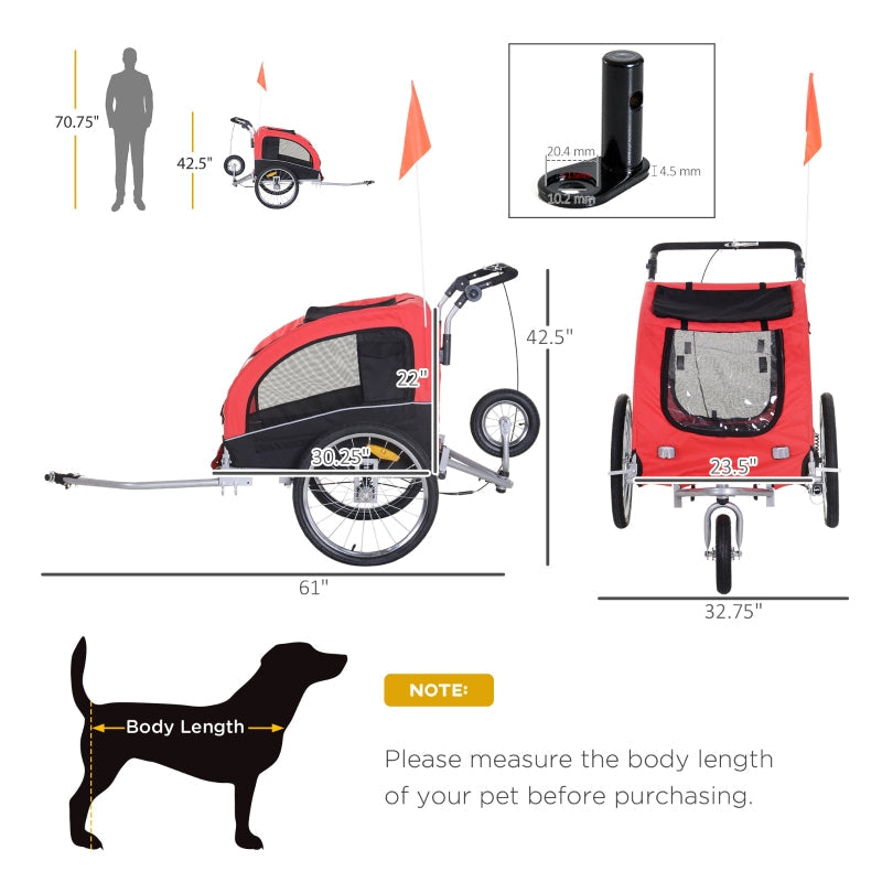 Remolque de bicicleta para perros con suspensión
