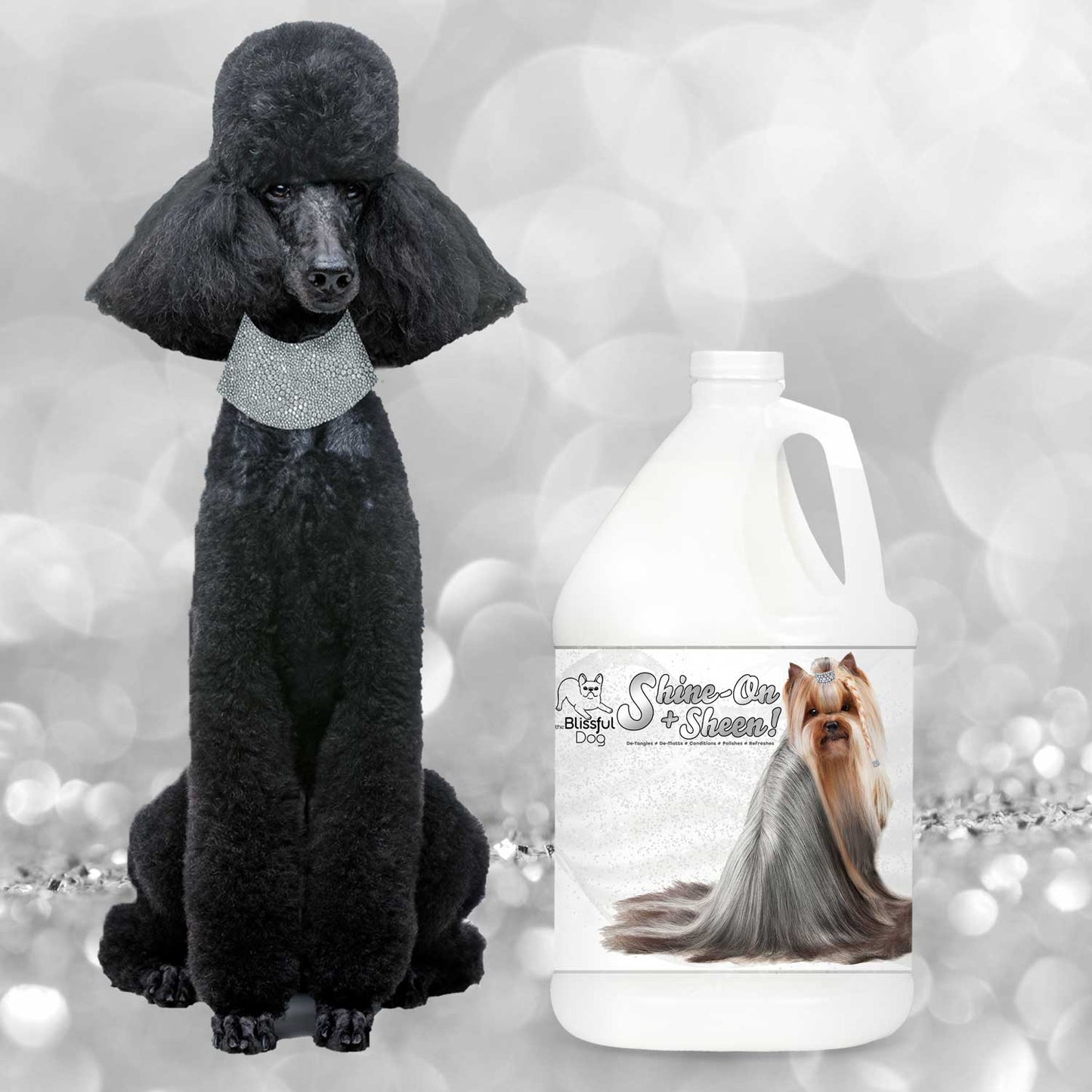 Spray desenredante para pelaje de perros Shine-On+Sheen 