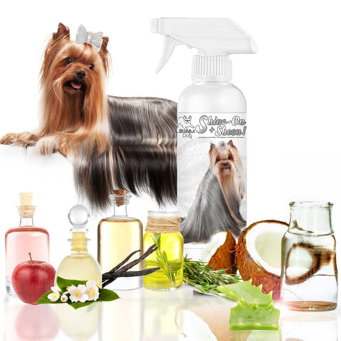 Spray desenredante para pelaje de perros Shine-On+Sheen 