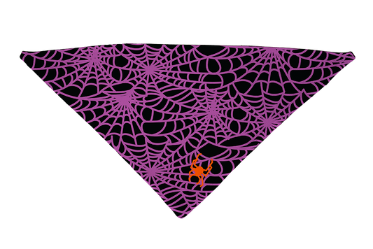Bandana violet en forme de toile d'araignée pour chien