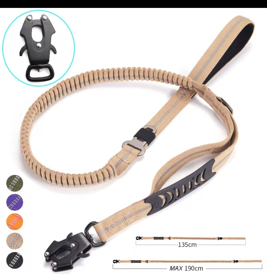 Laisse élastique tactique ultra-résistante, absorbant les chocs et réfléchissante, sans traction.