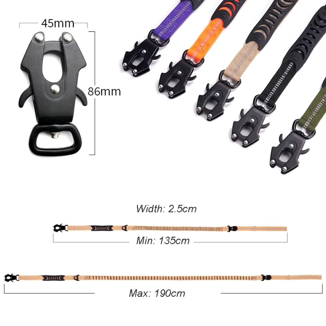 Laisse élastique tactique ultra-résistante, absorbant les chocs et réfléchissante, sans traction.