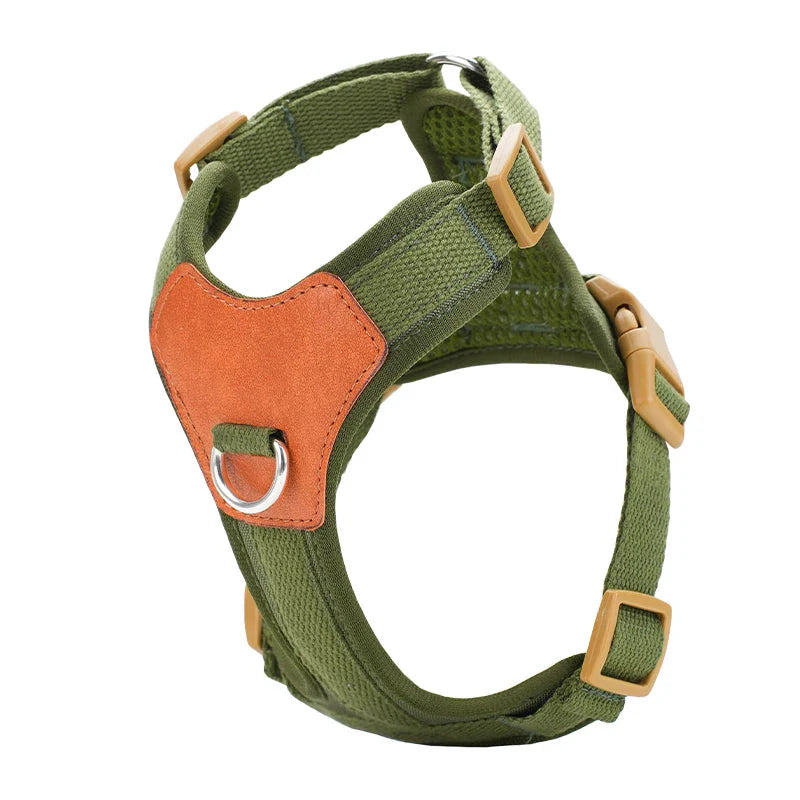 Harnais rétro pour animaux de compagnie - Ajustable en cuir PU et maille