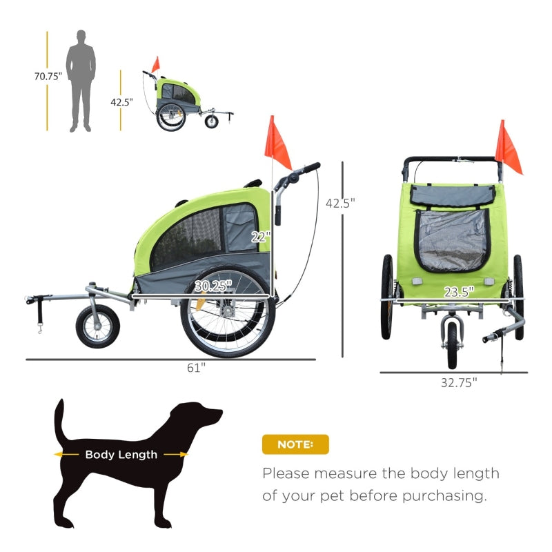 Remolque de bicicleta para perros con suspensión