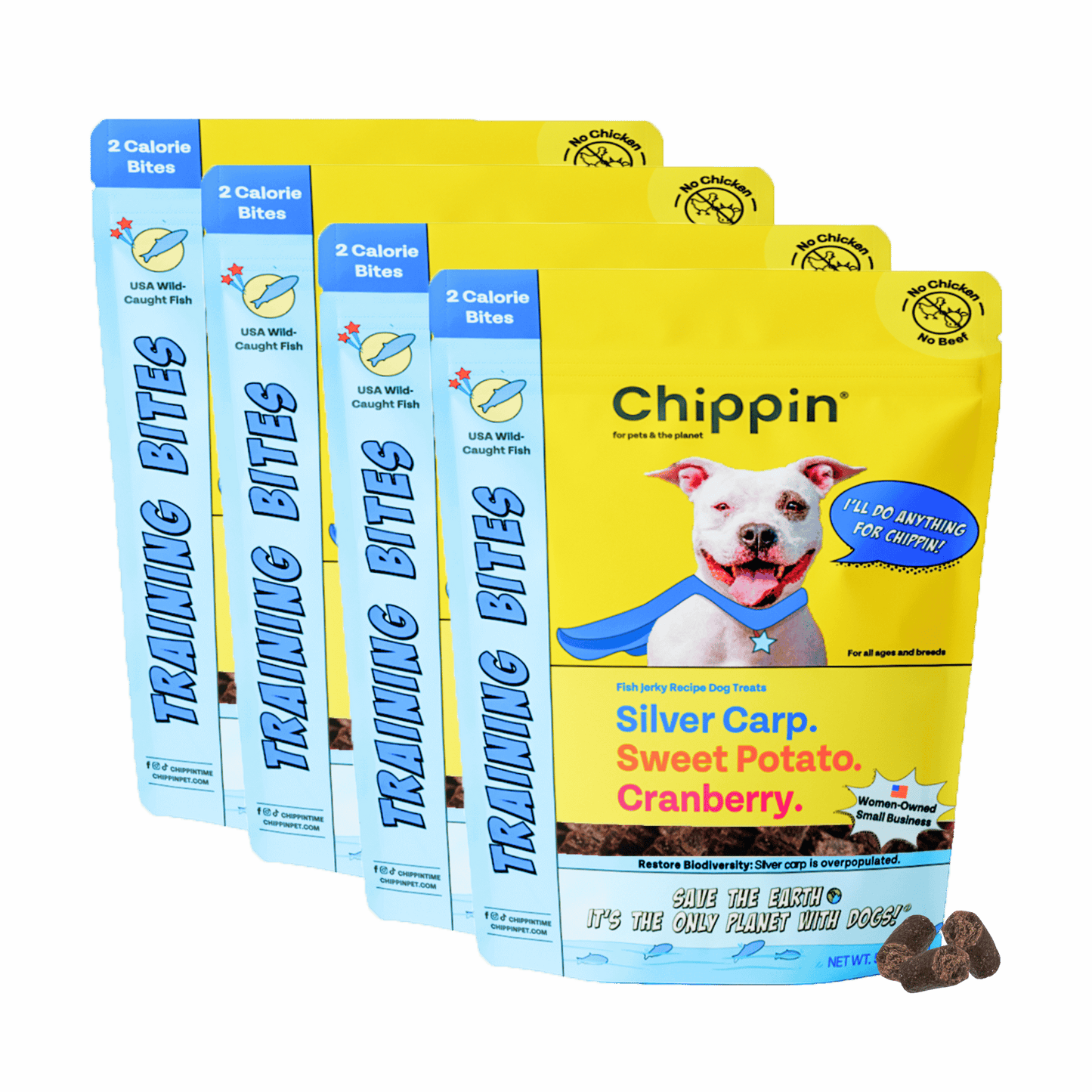 Bocados de entrenamiento de pescado y boniato, paquete de 4