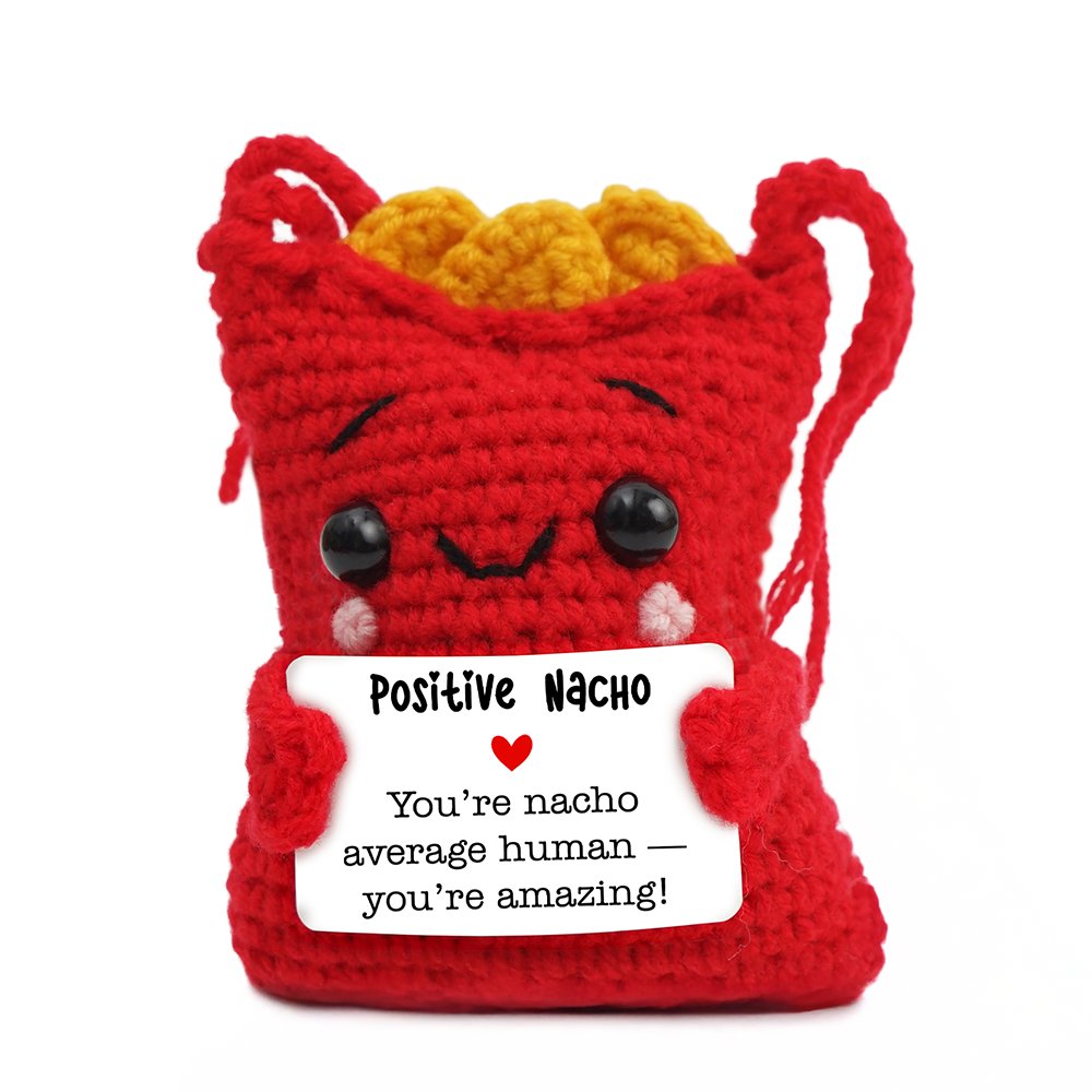 Muñeca de apoyo de crochet "Positivity Nachos", regalo de ánimo para niños y adultos