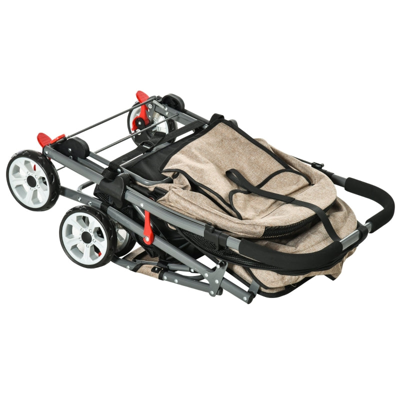 Cochecito de viaje plegable para mascotas con asa reversible 