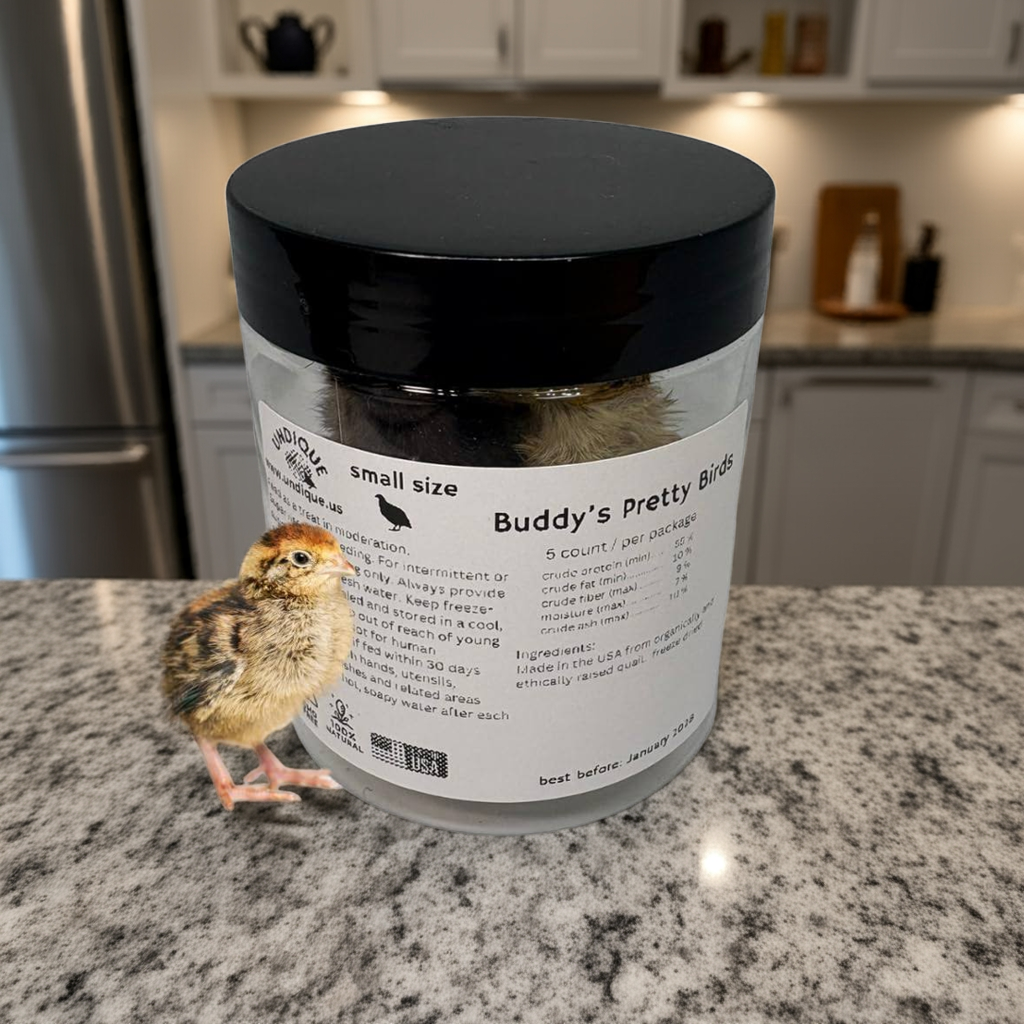 Codorniz entera para mascotas carnívoras - Golosinas naturales de primera calidad para mascotas - Codorniz - Alimentación natural de presas - Codorniz liofilizada para nutrientes y enzimas esenciales. Tamaño pequeño. 5 unidades.