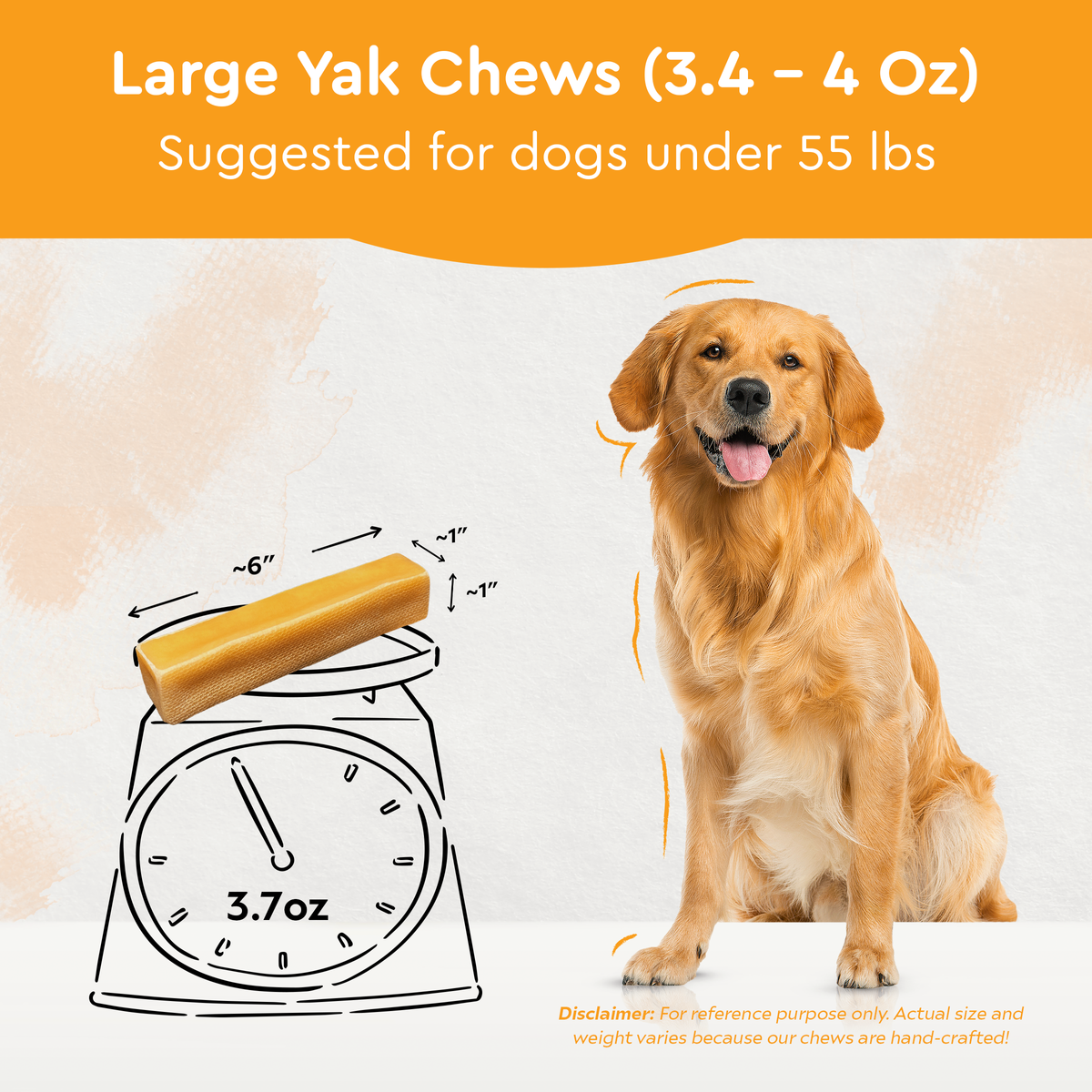 Pumpkin Flavored Yak Cheese Chew - made with REAL PUMPKIN Puree - Single