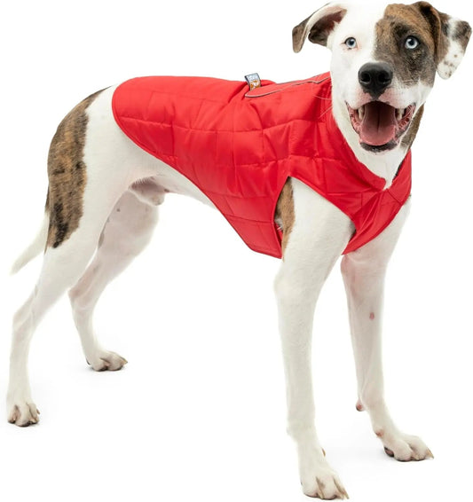 Veste pour chien Loft - Manteau réversible et confortable pour les aventures en plein air - Imperméable - Coupe athlétique - Tissu lavable en machine - Éléments réfléchissants - Taille moyenne - Rouge piment