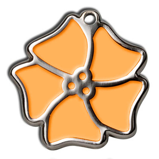 Médaille d'identification pour chien Orange Aloha Flower - Avec gravure 