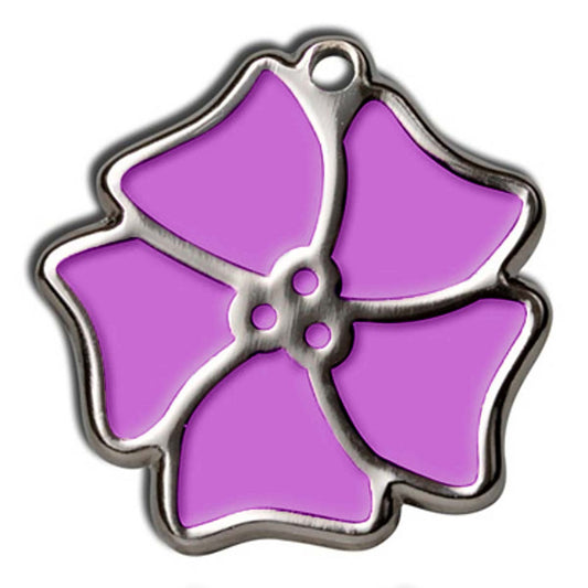 Médaille d'identification pour chien « Aloha Fleur violette » - Gravure 