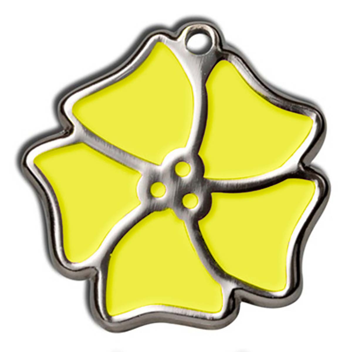 Placa de identificación para perro con flor Aloha amarilla (con grabado)