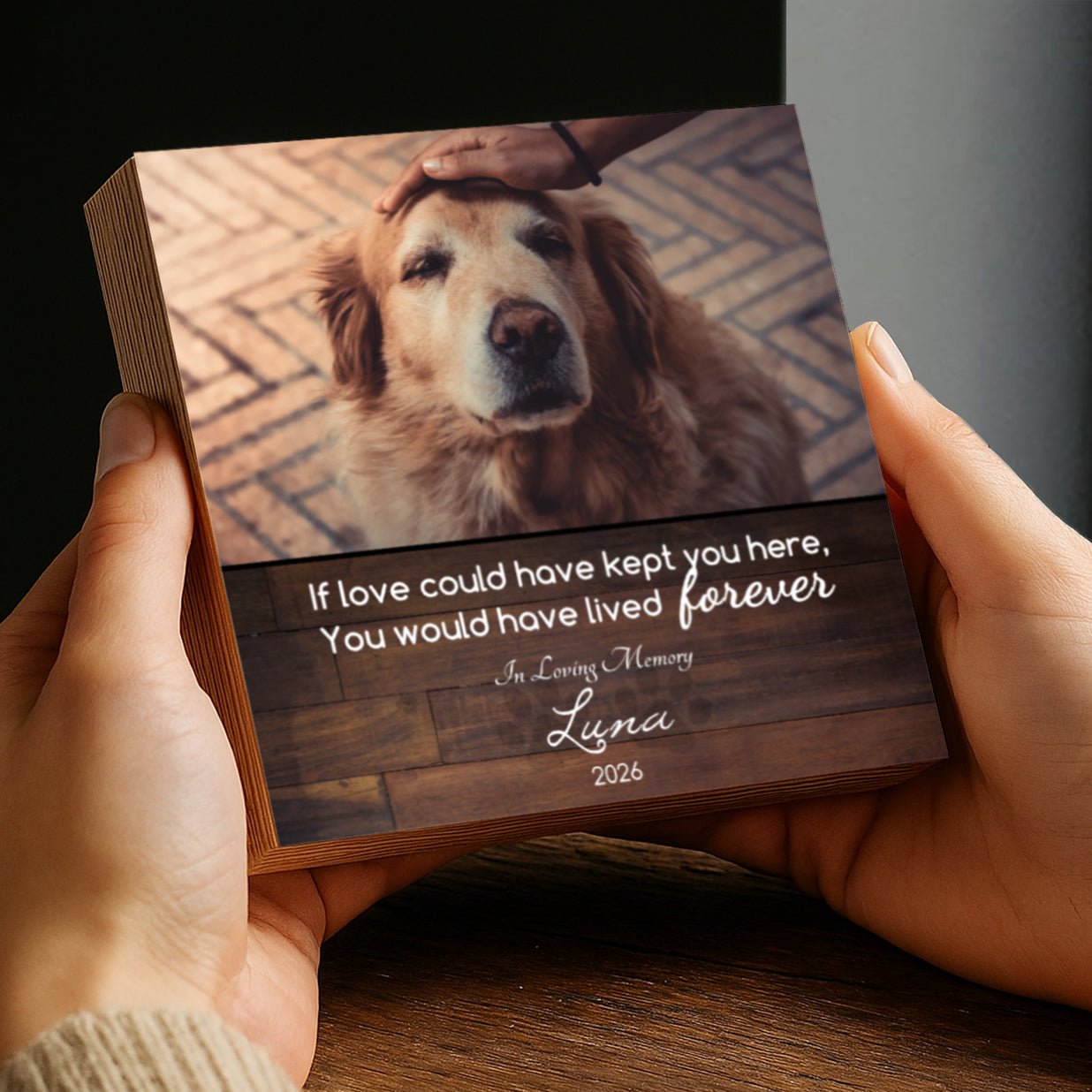 Custom Dog Memorial Photo Block with Photo, Name & Dates