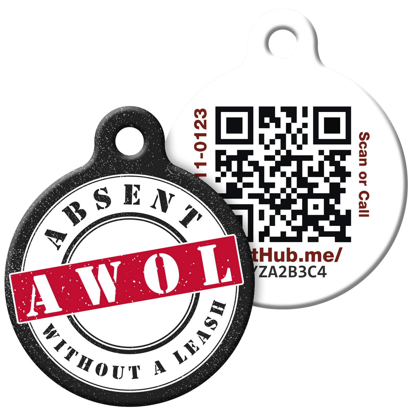 Etiqueta QR de identificación para mascotas de PetHub: Ausente sin correa (AWOL)