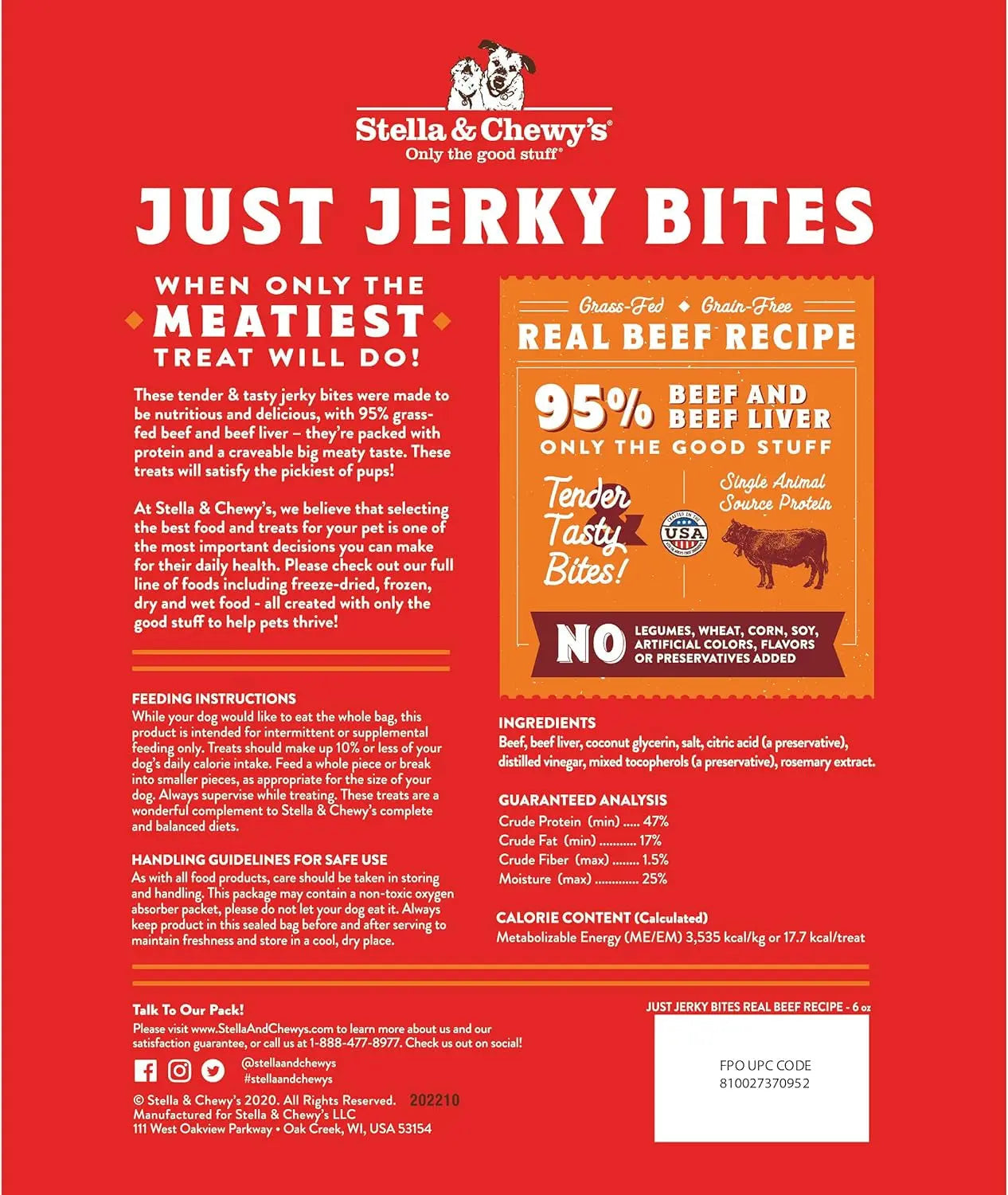 Premios premium de carne seca para perros: bocados con 95 % de carne real para estómagos sensibles