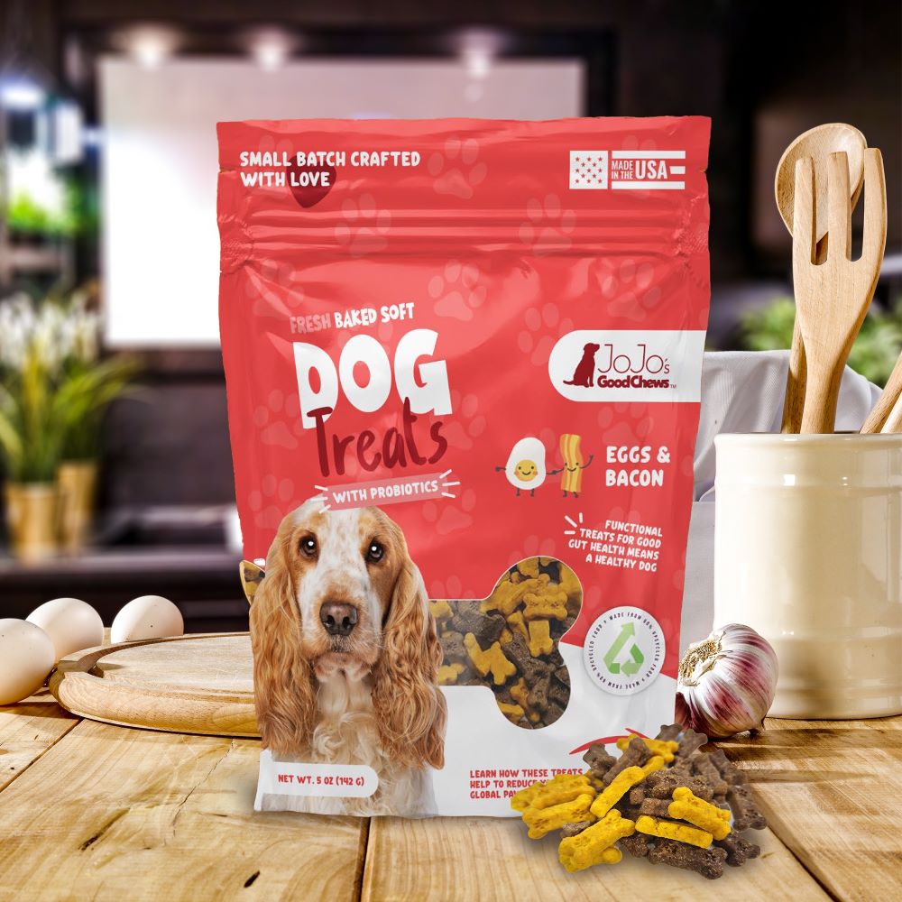 Golosinas blandas para masticar para perros con huevos y tocino recién horneados (paquete de 2)