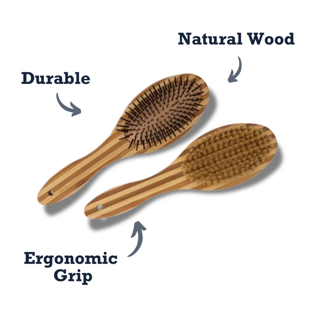 Brosse pour chien double face en bois naturel Country Living - Ergonomique, durable et polyvalente
