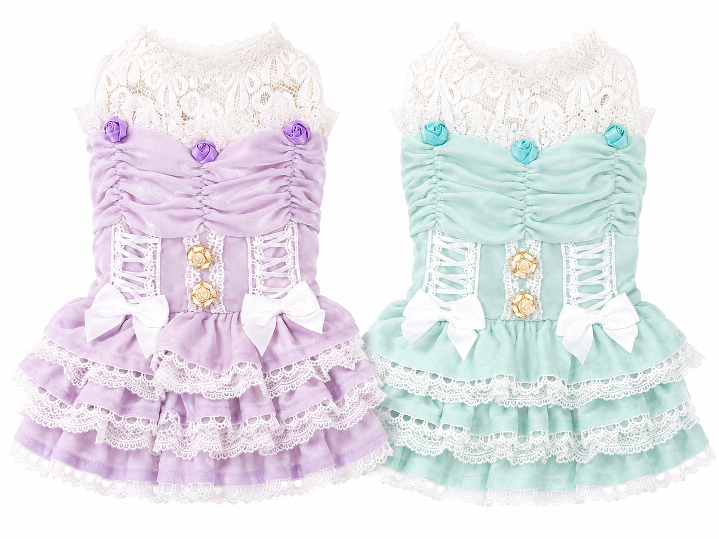 Luxury Lace Princess Dog Dress with Corset Bow | Boutique Small Dog Dress
