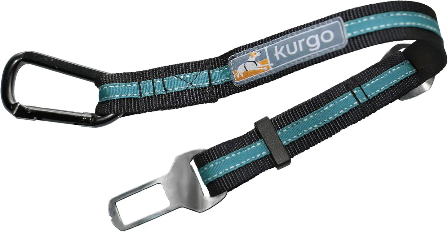 Sujeción directa al cinturón de seguridad - Clip fácil de usar para arnés de coche para perros - Correa ajustable - Ajuste universal para la mayoría de los vehículos - Herrajes de acero - Sujeción para asiento trasero - Azul costero