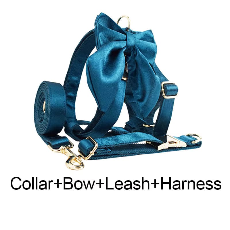 Ensemble classique personnalisé en satin bleu-vert