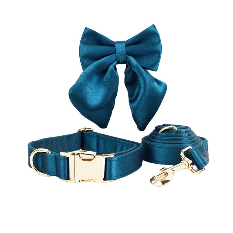 Ensemble classique personnalisé en satin bleu-vert