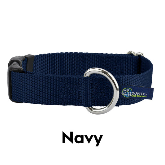 Collier pour chien en nylon bleu marine de 5/8″ et 1″