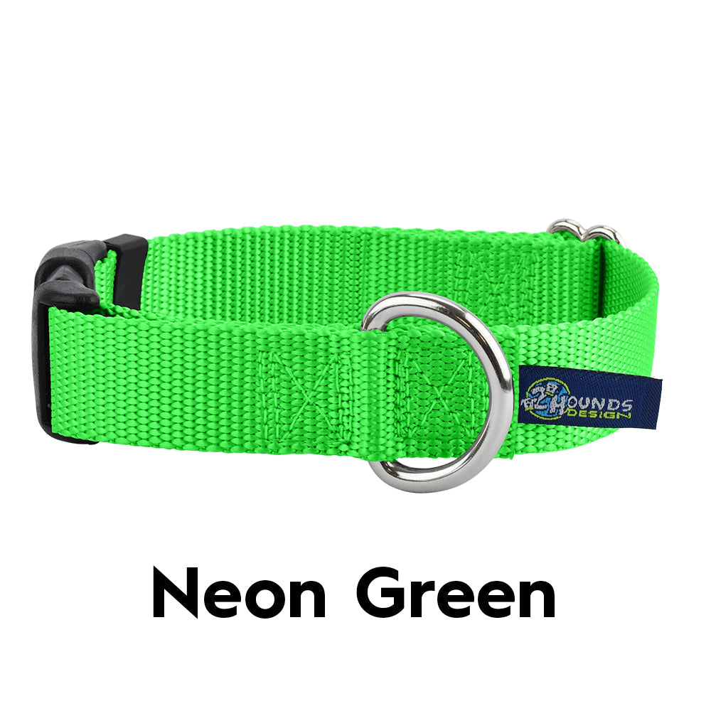 Collier pour chien en nylon vert fluo de 5/8″ et 1″