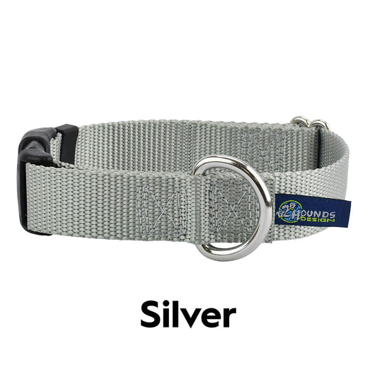 Collier pour chien en nylon argenté de 5/8″ et 1″