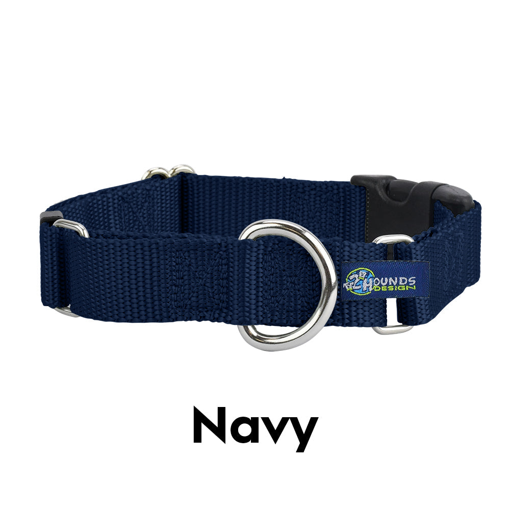 Collar de nailon para perro azul marino de 5/8″ y 1″