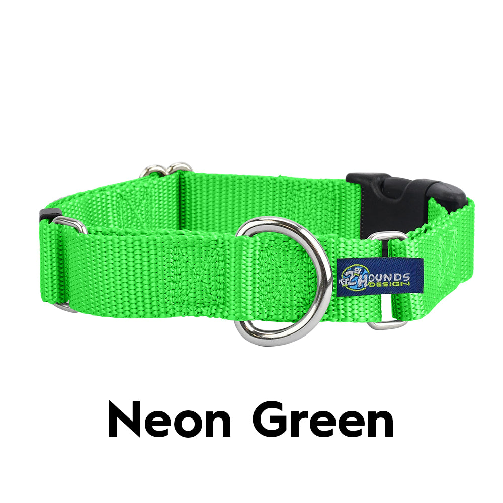 Collier pour chien en nylon vert fluo de 5/8″ et 1″