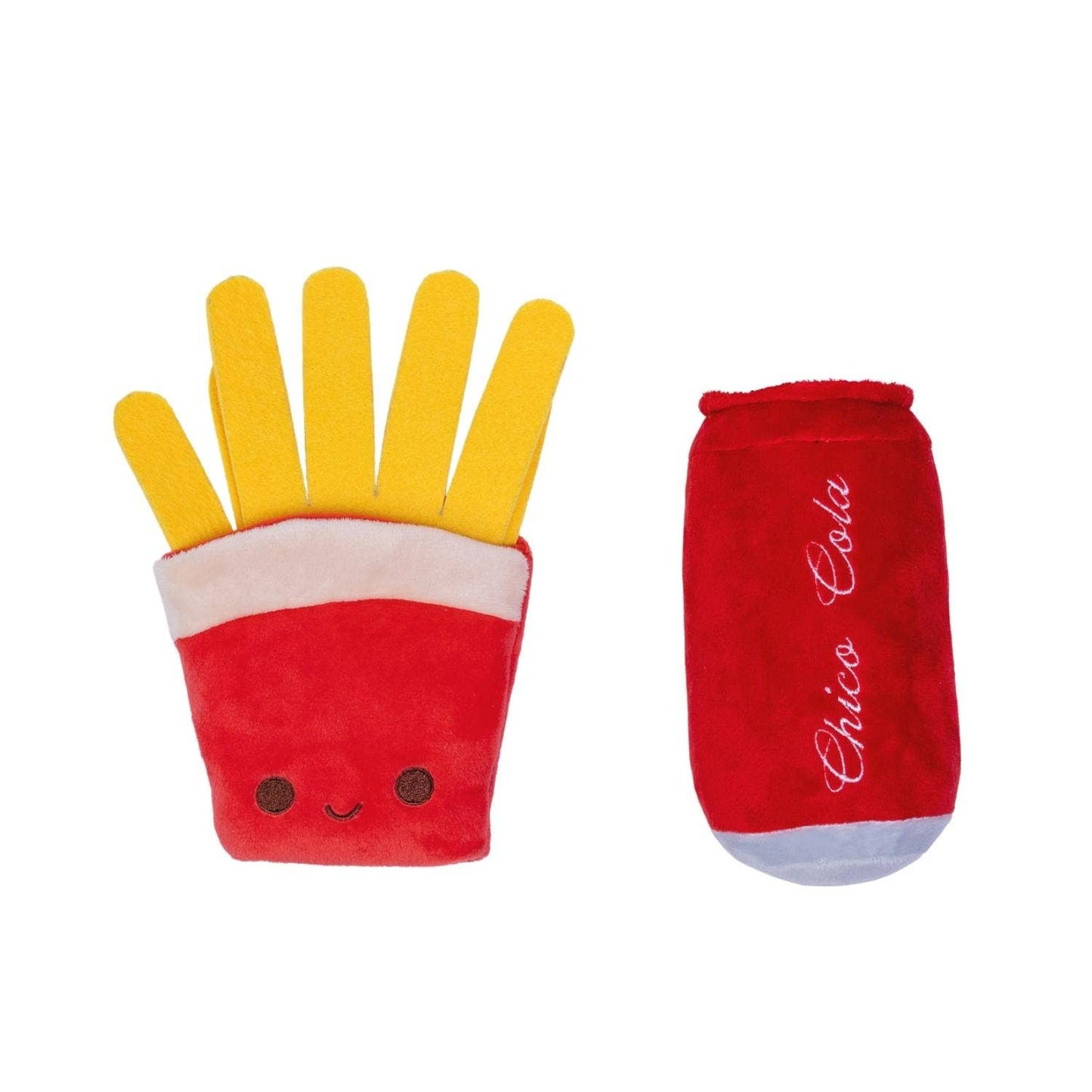 Set de regalo de peluche para perro con cola y papas fritas: con chirriador y papel arrugado para un juego divertido