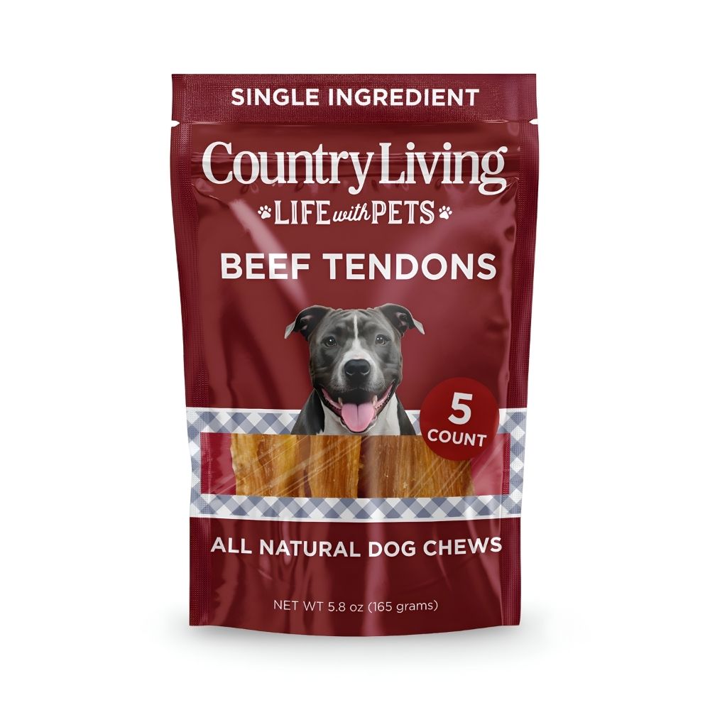 Friandises à mâcher pour chiens Country Living, tendons de dos de bœuf (10-18 cm) – Sachet de 5 – 100 % naturelles, longue durée, riches en protéines – Ingrédient unique, sans céréales