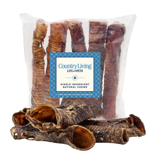 Friandises pour chiens Country Living à base de trachée de bœuf entièrement naturelle, à mâcher riches en protéines – 30 cm (paquet de 5) 