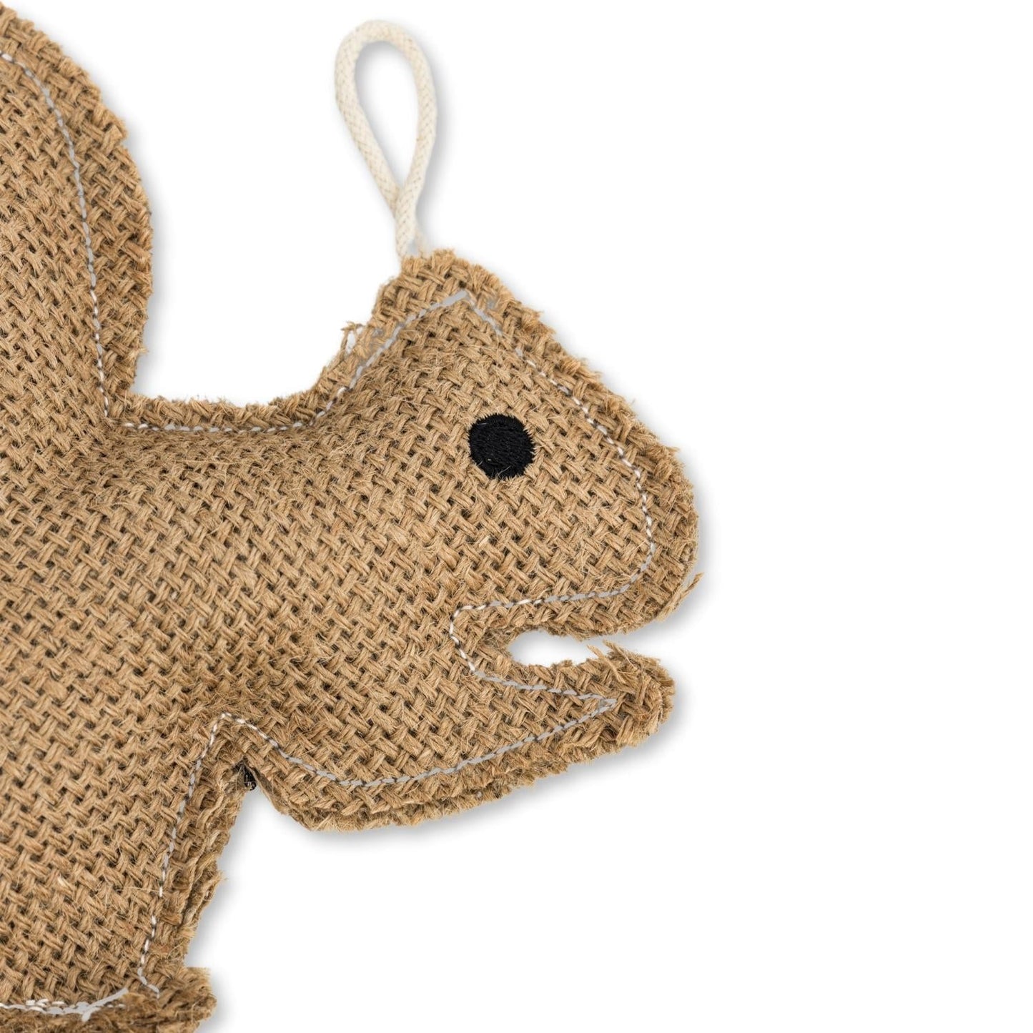 Juguete masticable rústico de yute con forma de ardilla para perros: no tóxico, seguro, suave y delicado.