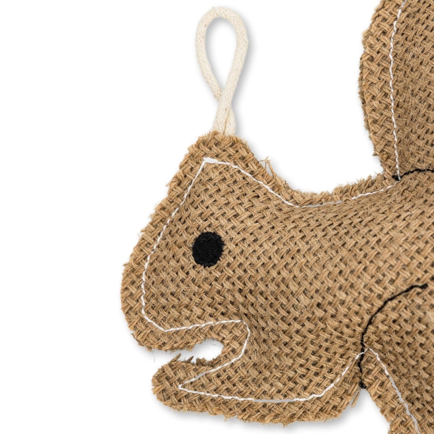 Juguete masticable rústico de yute con forma de ardilla para perros: no tóxico, seguro, suave y delicado.