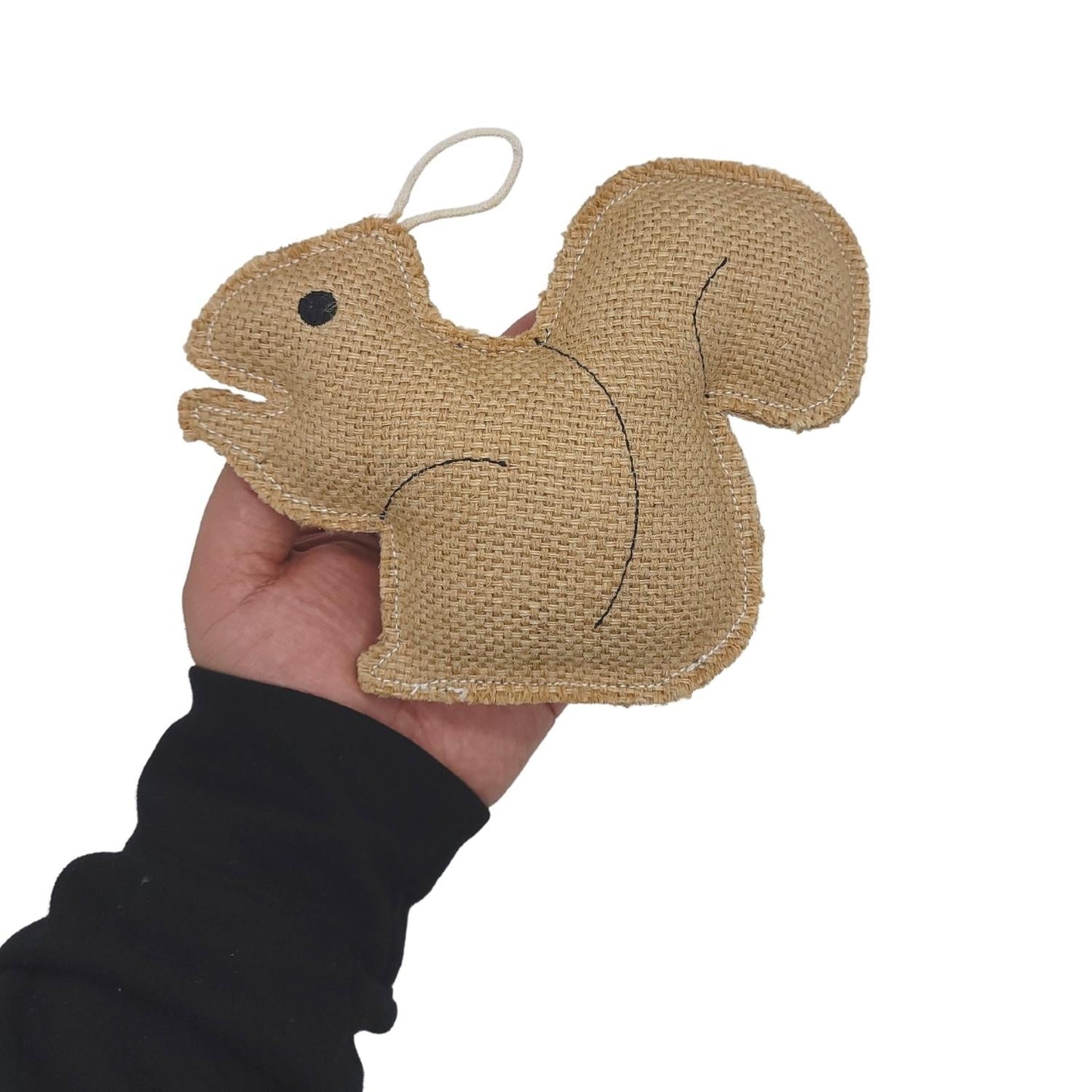 Juguete masticable rústico de yute con forma de ardilla para perros: no tóxico, seguro, suave y delicado.