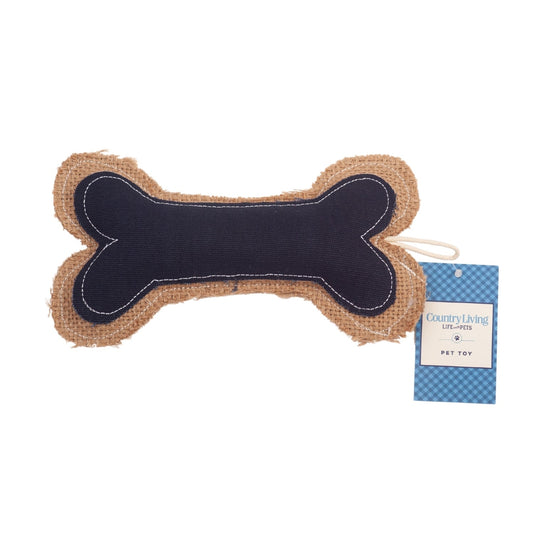 Juguete masticable para perros Country Living de piel de vaquero y yute con forma de hueso: duradero, seguro y no tóxico.