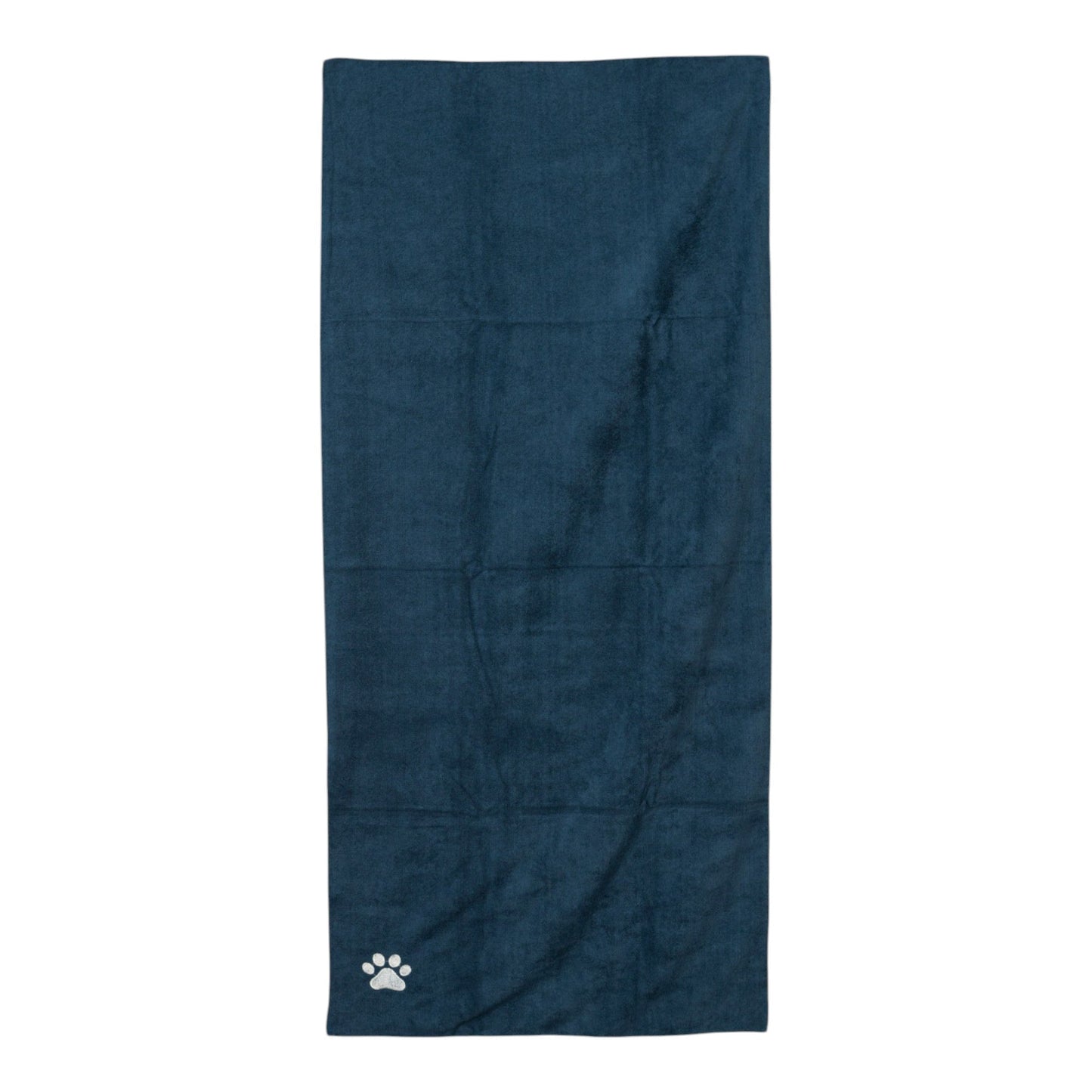 Serviette de bain pour chien Country Living, grande taille, en microfibre bleu marine avec empreinte de patte brodée