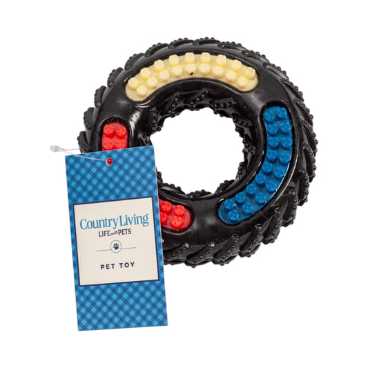 Jouet à mâcher texturé pour chien « Tire of Fun » de Country Living en TPR - Durable, non toxique et interactif pour les chiens 