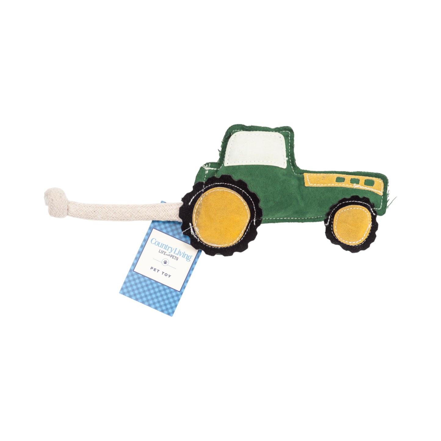 Juguete masticable para perros con tractor verde de piel sintética de Country Living, duradero, seguro y no tóxico.