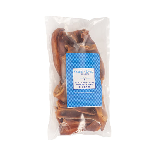 Oreilles de porc entières Country Living pour chiens – Friandises à mâcher 100 % naturelles et de qualité supérieure pour l'hygiène dentaire – (Paquet de 15) 