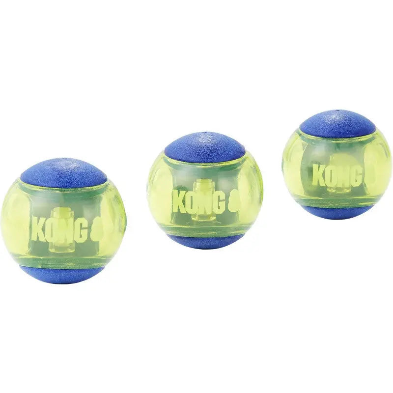 KONG Squeezz Action Ball Bleu Moyen Lot de 3 Jouets à rapporter pour chien