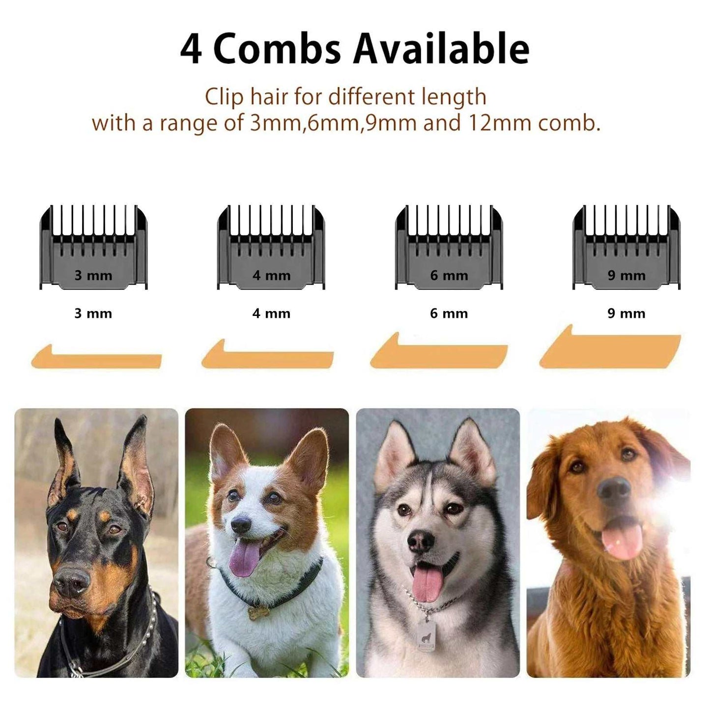 Tondeuse rechargeable pour chiens, tondeuse silencieuse pour animaux de compagnie, kit de toilettage sans fil professionnel avec peigne et ciseaux pour chiens, chats et autres animaux.