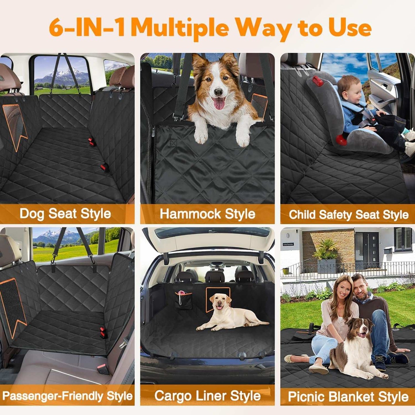 Funda impermeable para perro para asiento trasero