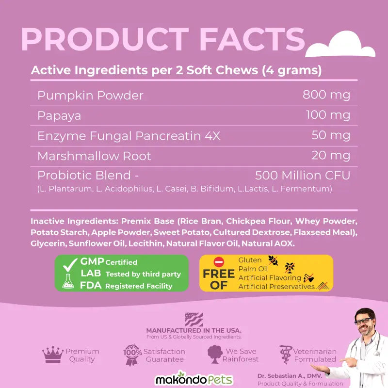 Enzimas digestivas probióticas para perros - 120 comprimidos masticables blandos