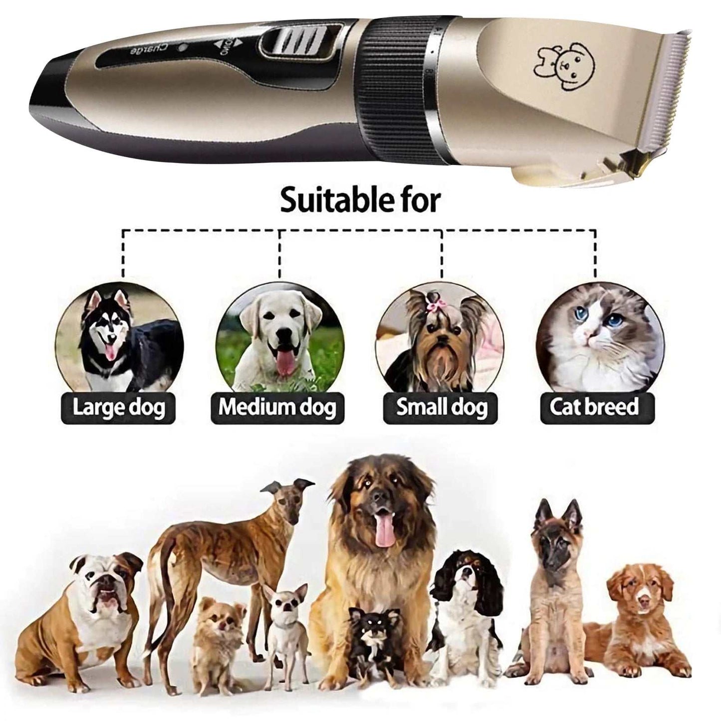 Tondeuse rechargeable pour chiens, tondeuse silencieuse pour animaux de compagnie, kit de toilettage sans fil professionnel avec peigne et ciseaux pour chiens, chats et autres animaux.