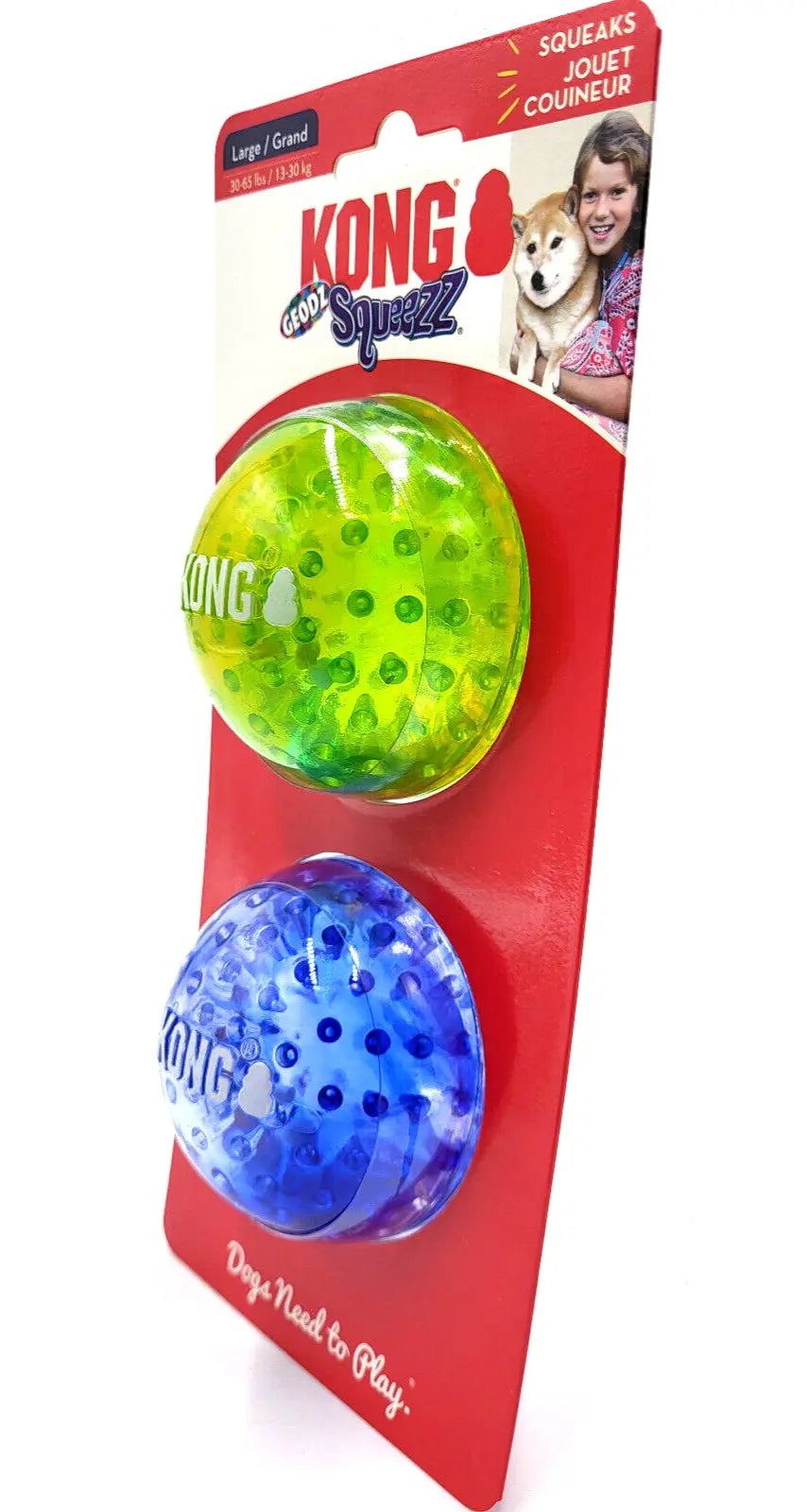 Kong Squeezz Geodz Balls - Juguete flotante para perros (2 unidades, 7,6 cm, colores variados)