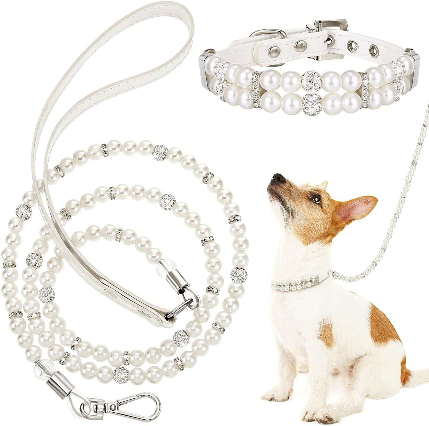Ensemble collier et laisse en perles pour chiens (2 pièces)