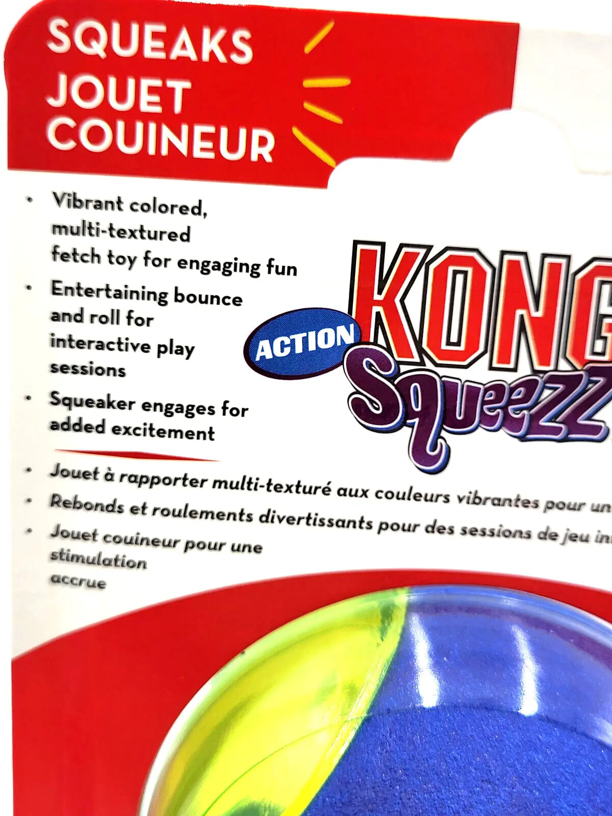 KONG Squeezz Action Ball Bleu Moyen Lot de 3 Jouets à rapporter pour chien